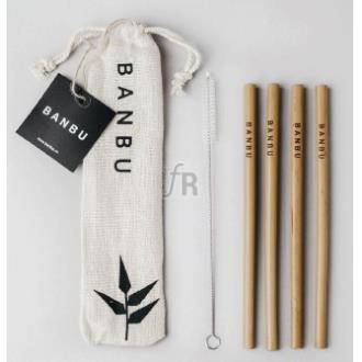 Banbu Set Pajitas De Bambu+Limpiador 4Uds.