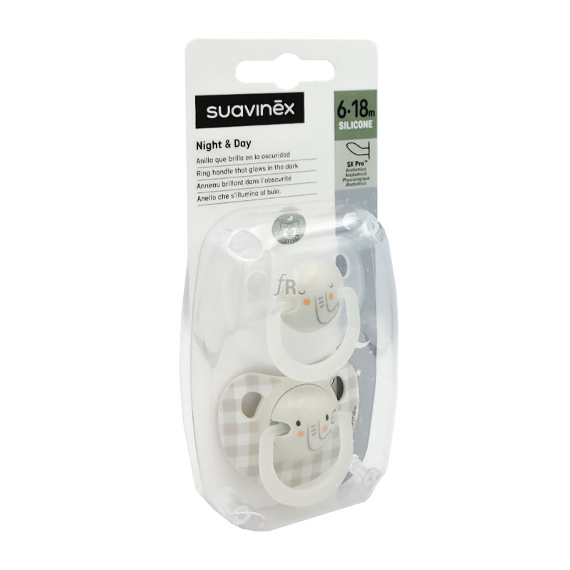 Chupete Silicona Anatomico Suavinex Noche 6 -18 Meses 2 Unidades