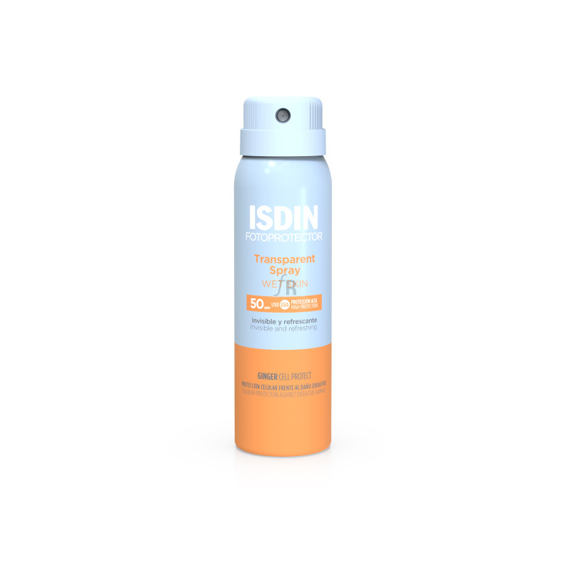 Isdin Fotoprotector Transparent Spray Wet Skin SPF 50 tamaño viaje