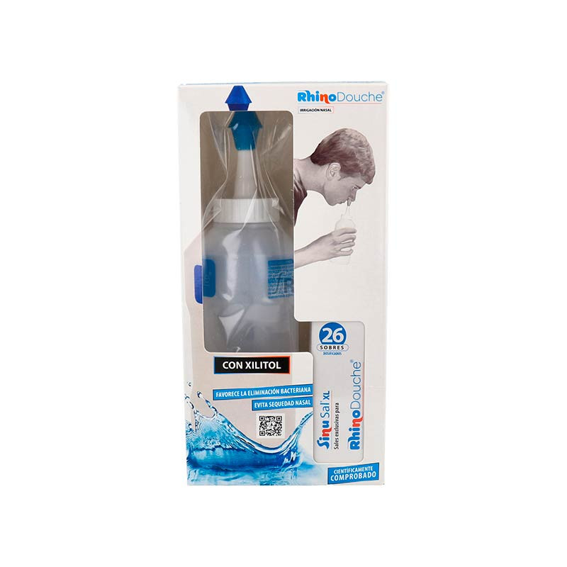 Rhinodouche Pack Irrigador Nasal + Sinusal Xl 500 Ml + 26 Sobres Mezcla De Sales 5 G