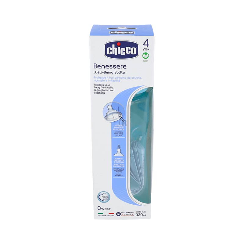 Biberon Silicona 330Ml Azul Flujo Rapido 4M+