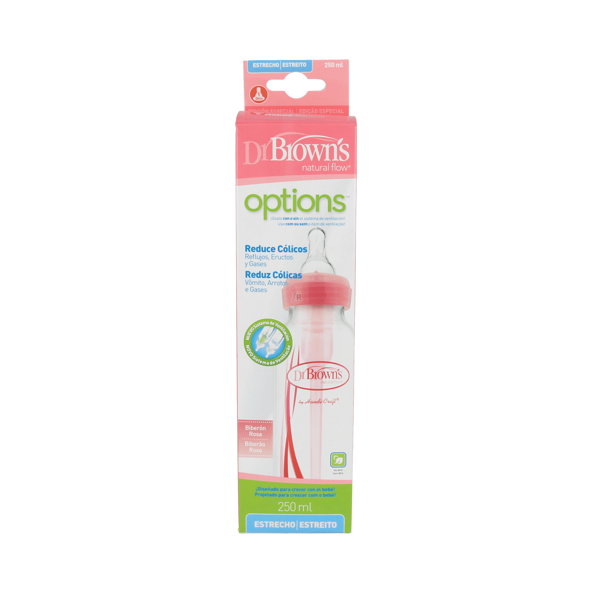 Biberon Dr Brown'S B/Estre Sili Rosa 0M+ 250 Ml