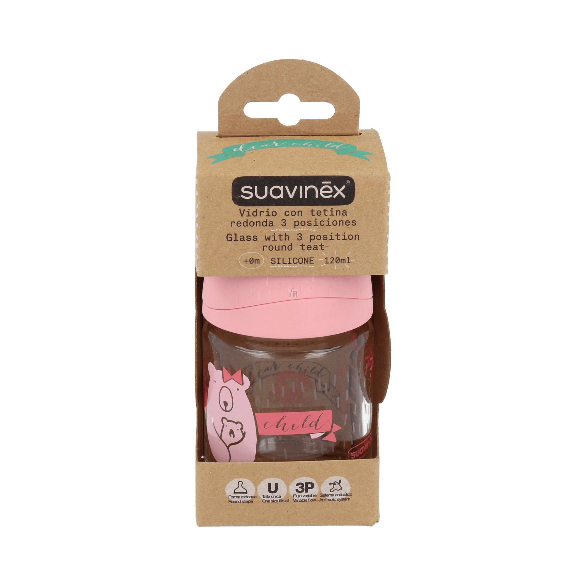 Biberon Suavinex Ba Cristal Tet Sil 3 Pos 120 Ml