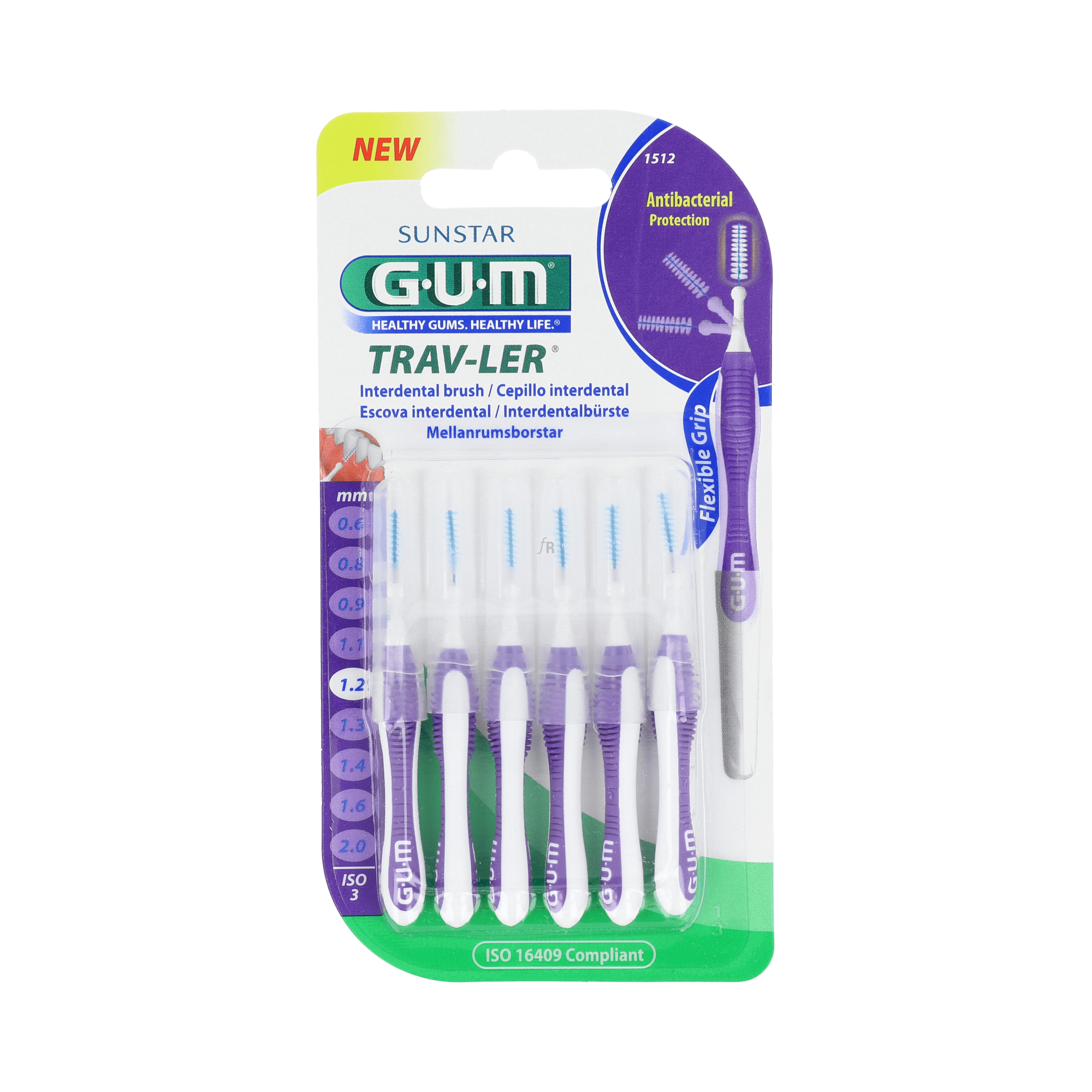 Cepillo Interdental Gum Trav-Ler 1512 1,2Mm Lila 6 U