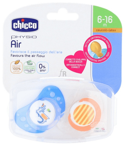 Chicco Chupete Physio Air Azul Caucho 4 Meses + 2 Unidades - Farmacia Ribera