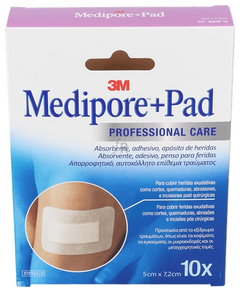 Medipore+Pad 5 Cm X 7,2 Cm 10 Apósitos - 3M Medipore+Pad 5 Cm X 7,2 Cm 10 Apósitos - 3M