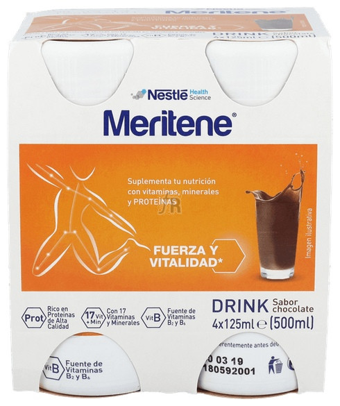 Meritene Drink Fuerza y Vitalidad Chocolate 125 Ml 4 Botellas