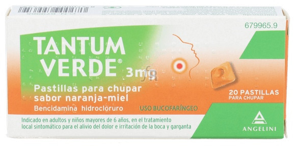 Tantum Verde (3 Mg 20 Pastillas Para Chupar Naranja-Miel)