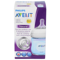 Avent Biberón Natural Recién Nacidos Azul 125 Ml. 1 Unidad
